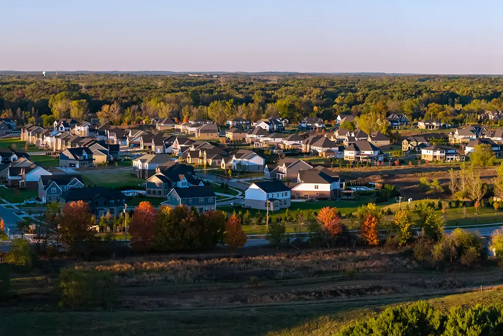 aerial view of a city in michigan