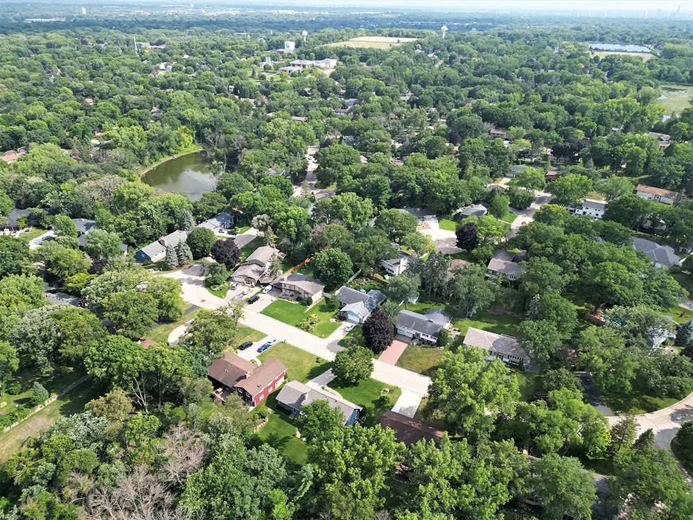 aerial view of minnesota town