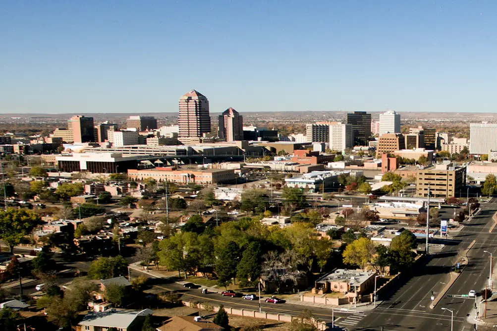 aerial view of the city in new mexico